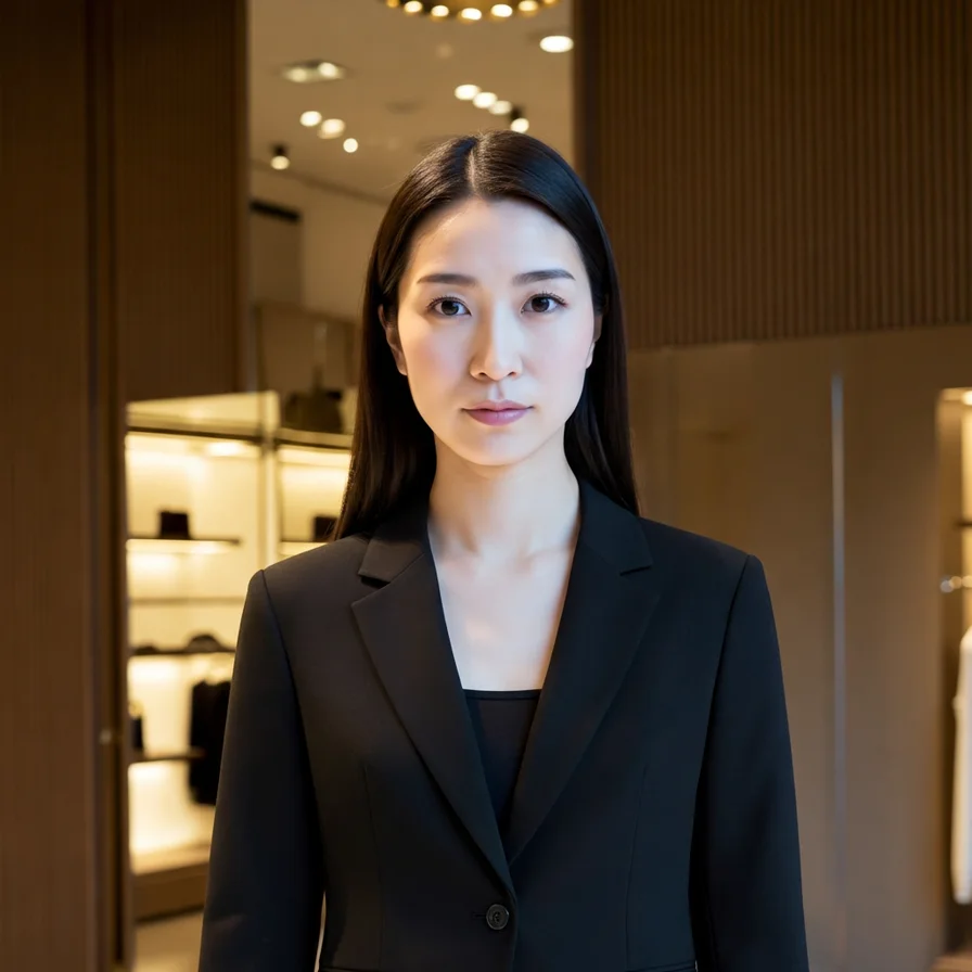 같은 여성 모델을 럭셔리 쇼룸에서 촬영한 Studio 결과