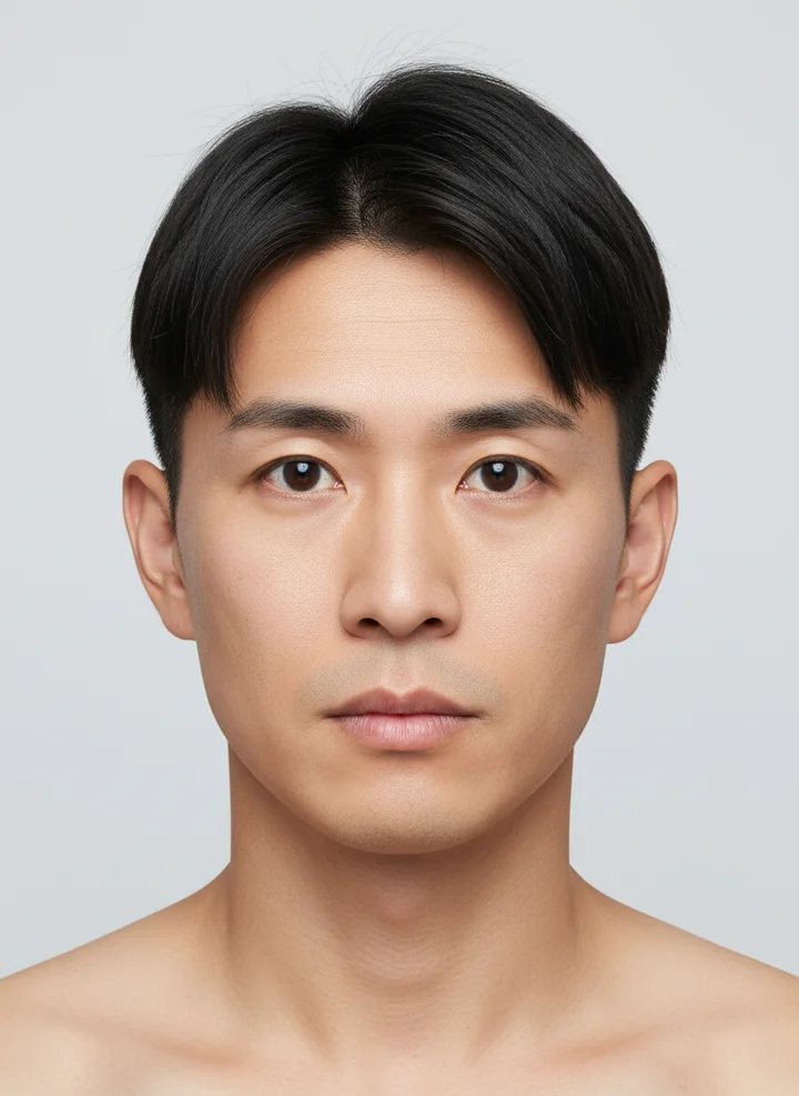 Studio에서 만든 일본 남성 모델의 얼굴 기준 이미지
